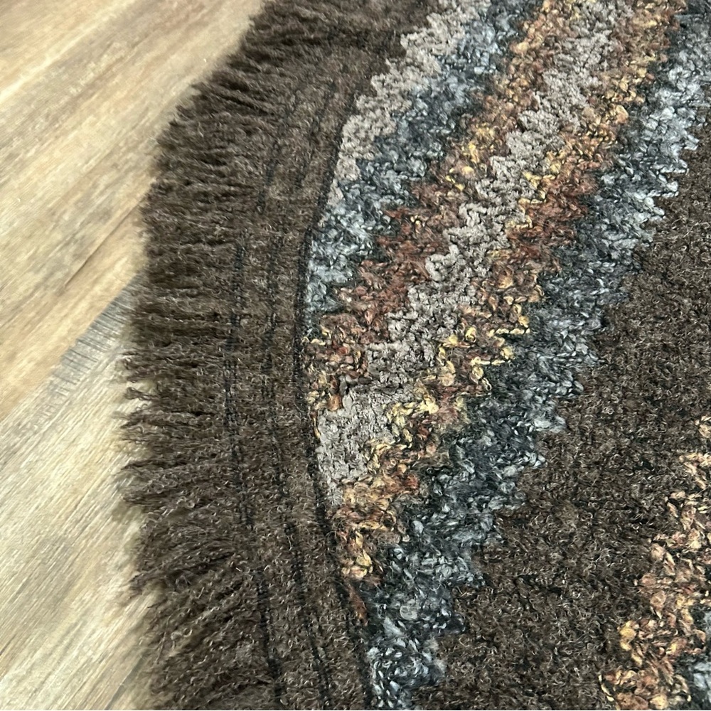 Vintage 1980s Oscar de la Renta Wool-Blend Shawl, Boho FringeWrap,Earth-Tones - Picture 12 of 16